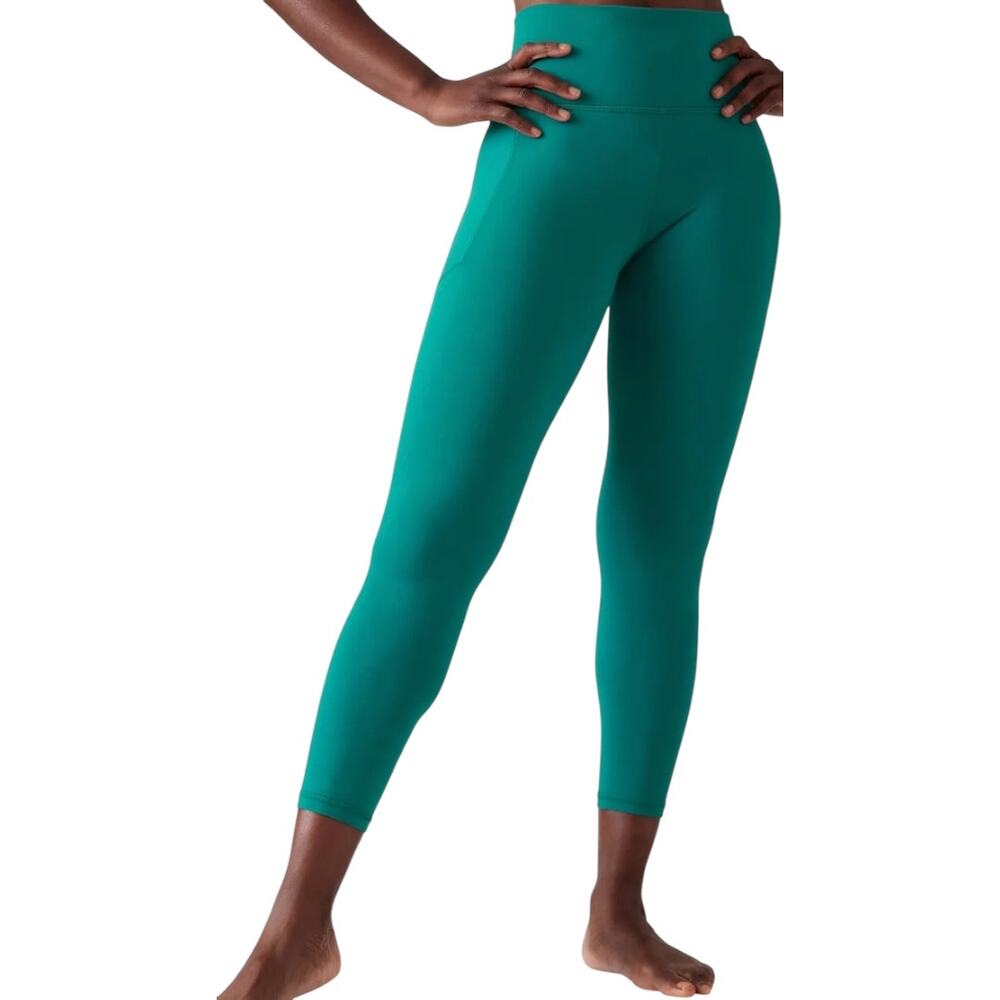 Athleta Salutation Stash 7/8 Tight Leggings UPF 50+ Powervita Emerald Green 2X